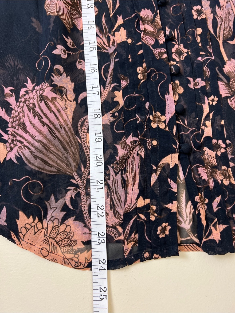New Anthropologie Florence Balducci Pintuck Blouse Floral black motif Small - Picture 11 of 13